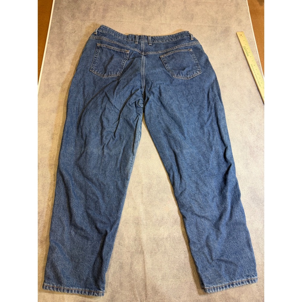 LL Bean Flannel Lined Jeans 20W Reg Original Fit Relaxed Plaid Medium Wash - Picture 4 of 7